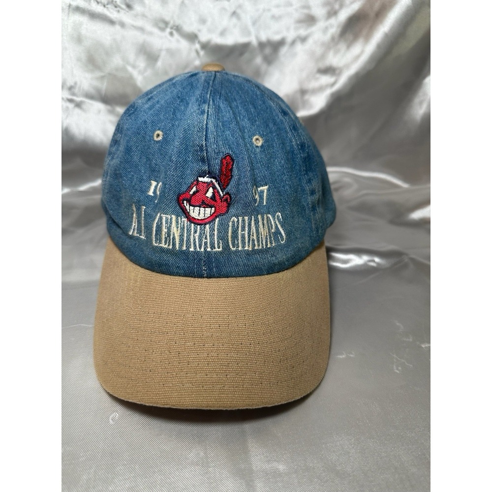 Starter Hat Men's Denim Cleveland Indians 1997 A.L Central Champs VINTAGE